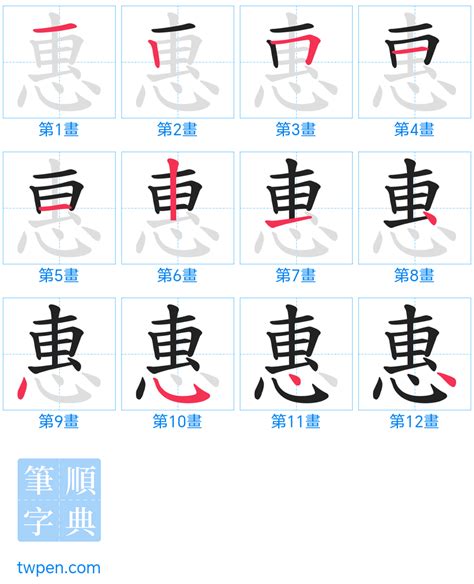 惠筆畫|惠的筆順 國字「惠」筆畫